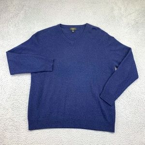 Cashmere Club Room Sweater Mens Extra Large Blue Luxury V-Neck 100% Cashmere